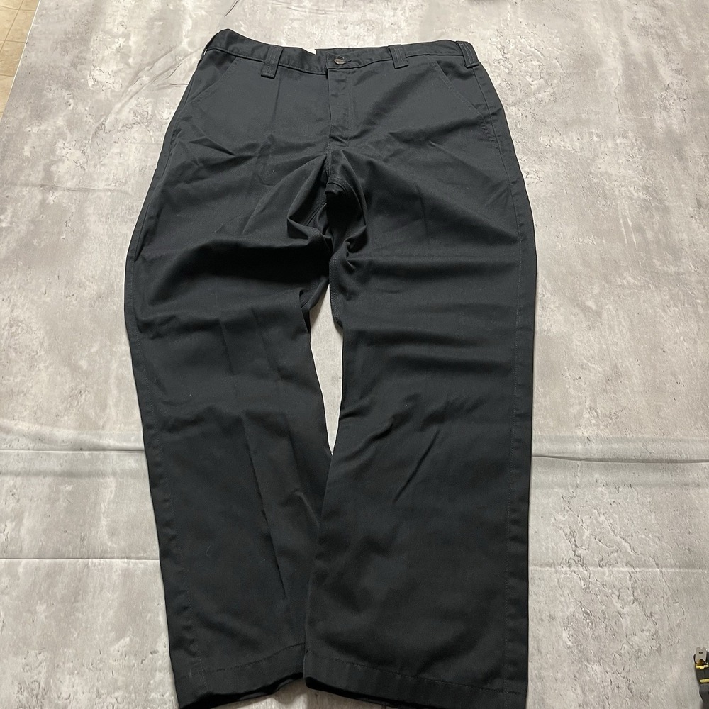 Carhartt Mens 36x30 Black Twill Pants Straight B290 BLK Cotton Poly Workwear